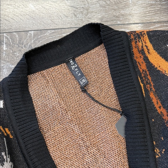 Women's Black and Brown Patterned Cardigan - Picture 2 of 2